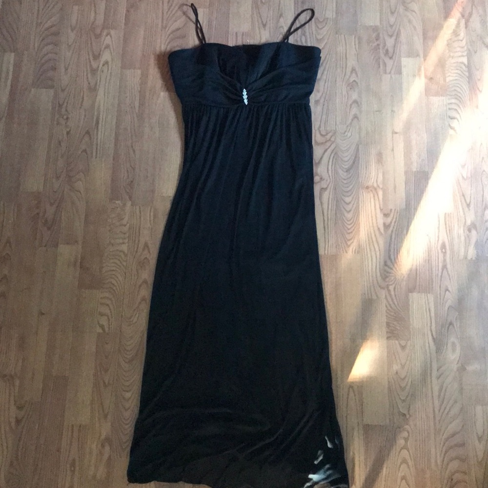Black Mesh Full Length Dress
